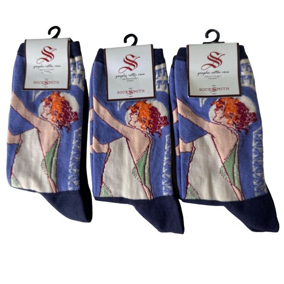 Socksmith Women Graphic Cotton Crew Socks Absinthe Girl One Size Fits Most New - Picture 6 of 6